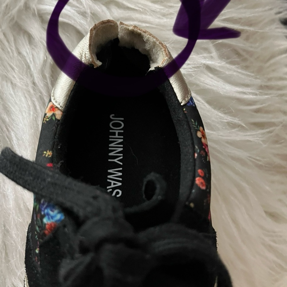 Johnny Was Black and Gold Floral Sneakers - Picture 3 of 10